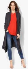 De Moza Dark Grey Solid Shrug women