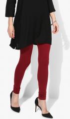 De Moza Maroon Solid Leggings women