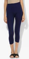 De Moza Navy Blue Solid Capri women