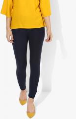 De Moza Navy Blue Solid Leggings women