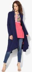 De Moza Navy Blue Solid Shrug women