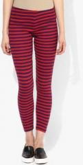 De Moza Navy Blue Striped Leggings women