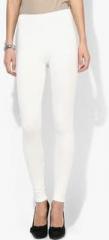 De Moza Off White Solid Leggings women