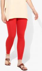 De Moza Red Solid Leggings women