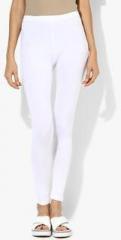 De Moza White Solid Leggings women