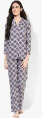 De-nap Grey Checked Pyjama Set women