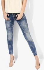 Deal Jeans Blue Printed Mid Rise Skinny Fit Jeans women