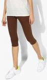 Deal Jeans Brown Solid Capri Women