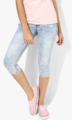 Deal Jeans Light Blue Printed Capri women