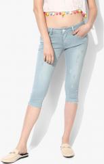 Deal Jeans Light Blue Solid Capri women