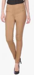 Deewa Beige Solid Jeggings women