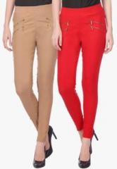 Deewa Pack Of 2 Multicoloured Solid Jeggings women