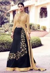 Desi Look Black Embroidered Dress Material women