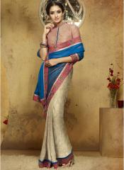 Desibutik Blue Embroidered Saree women