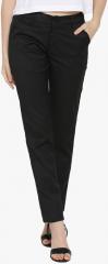 Devis Black Solid Slim Fit Trouser women