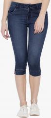 Devis Blue Solid Capris women