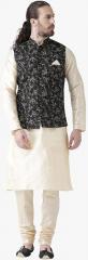 Deyann Cream Printed Kurta Pyjama Set men