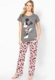 Disney By July Nightwear Grey Milange Printed Pyjama & Top Nightwear Sets women