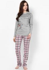 Disney By July Nightwear Grey Milange Printed Pyjama And Top women