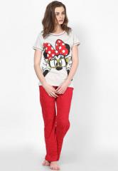 Disney By July Nightwear Off White Printed Pyjama & Top Nightwear Sets women