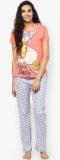 Disney By July Nightwear Peach Printed Pyjama & Top Nightwear Sets women