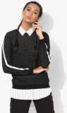 Dorothy Perkins Black Self Design Pullover Sweater Women