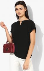 Dorothy Perkins Black Solid Regular Top women