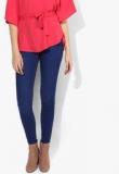 Dorothy Perkins Blue Solid Mid Rise Skinny Fit Jeggings women