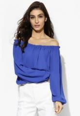 Dorothy Perkins Blue Solid Ping Hem Longsleeve Top women