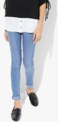 Dorothy Perkins Blue Washed Mid Rise Skinny Fit Jeggings women