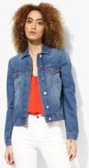 Dorothy Perkins Blue Washed Solid Denim Jacket women