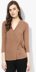 Dorothy Perkins Brown 3/4 Sleeve Wrap Shrug women