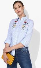 Dorothy Perkins Light Blue Embroidered Shirt women