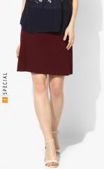 Dorothy Perkins Maroon Solid Pencil Mini Skirt women