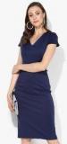 Dorothy Perkins Navy Blue Coloured Solid Shift Dress With Belt women