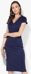 Dorothy Perkins Navy Blue Coloured Solid Shift Dress With Belt women