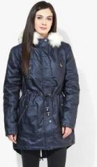 Dorothy Perkins Navy Blue Shimmer Luxe Coated Parka women