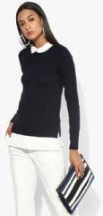 Dorothy Perkins Navy Blue Solid Sweater women