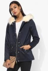 Dorothy Perkins Navy Blue Solid Winter Jacket women