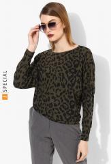 Dorothy Perkins Olive Green & Black Printed Pullover women