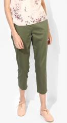 Dorothy Perkins Olive Solid Slim Fit Chinos women