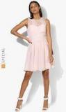 Dorothy Perkins Pink Coloured Self Design Skater Dress women