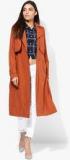 Dorothy Perkins Rust Solid Winter Jacket With Fabric Belt women