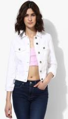 Dorothy Perkins White Solid Denim Jacket women