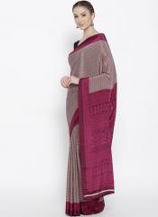 Drape Stories Burgundy & Beige Printed Saree women