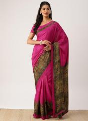 Drape Stories Magenta Printed Silk Blend Saree