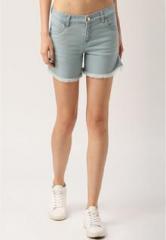 Dressberry Light Blue Solid Shorts women