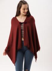 Dressberry Maroon Solid Poncho women