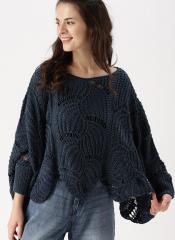 Dressberry Navy Self Design Poncho women