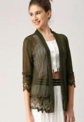 Dressberry Olive Solid Shrug women